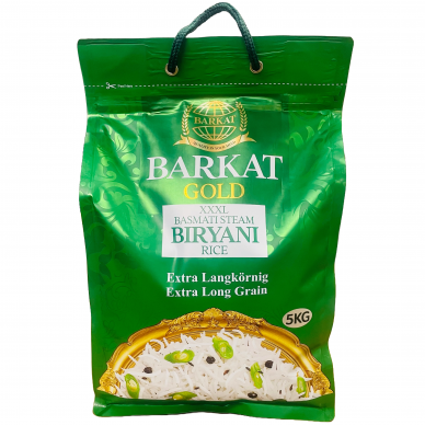 BASMATI ryžiai BARKAT GOLD XXXL Sella 1121, 5 kg