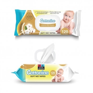 COTTONINO BABY WET WIPES WITH COTTON&PANTHENOL 120 PCS