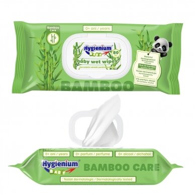 Drėgnosios kūdikių servetėlės HYGIENIUM BAMBOO CARE, 80 vnt