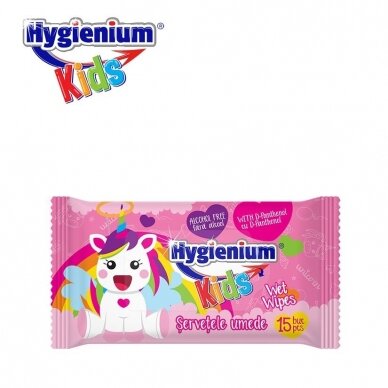 Drėgnosios servetėlės HYGIENIUM UNICORN PINK, 15 vnt