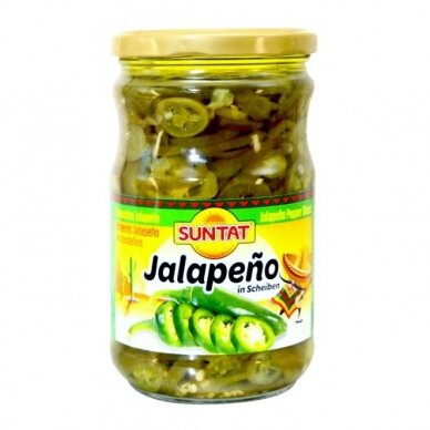 Marinuoti jalapenai (Chalapos paprikos) smulk. SUNTAT, 640 g