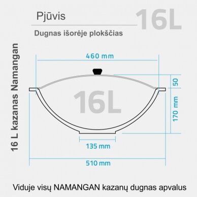 Užbekiškas kazanas 16 L (Namangan) plokščias dugnas 2